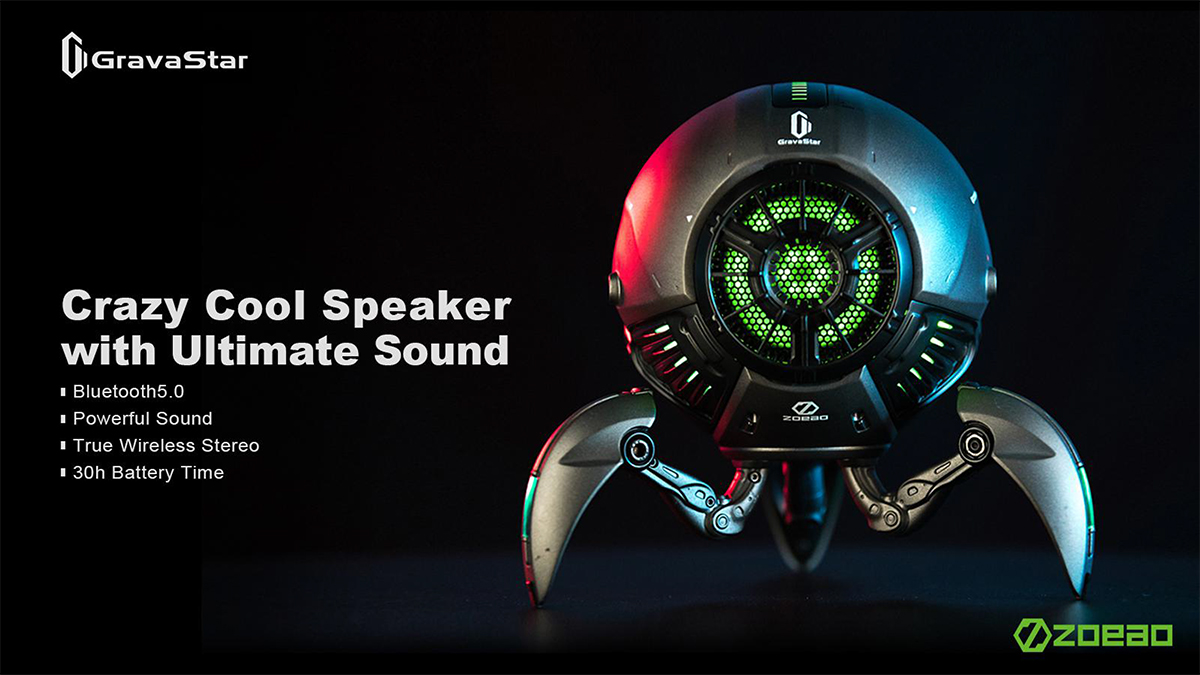 GravaStar G1 Wireless Bluetooth 5.0 Speaker Built-in Ambient Light 20W Portable Outdoor Light Speaker