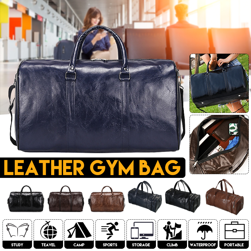 Hommes Femmes En Cuir Duffel Sacs Étanche Grande Capacité Pliant Sport Voyage Sac Fitness Yoga Gym Sac À Main