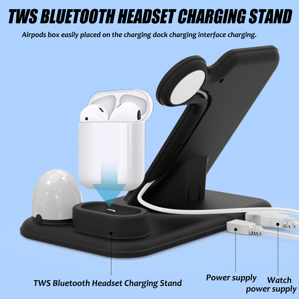 5 / 7.5 / 10w Qi Chargeur sans fil Support de charge rapide pour téléphone pour iPhone 11 XS X Apple Watch Apple AirPods