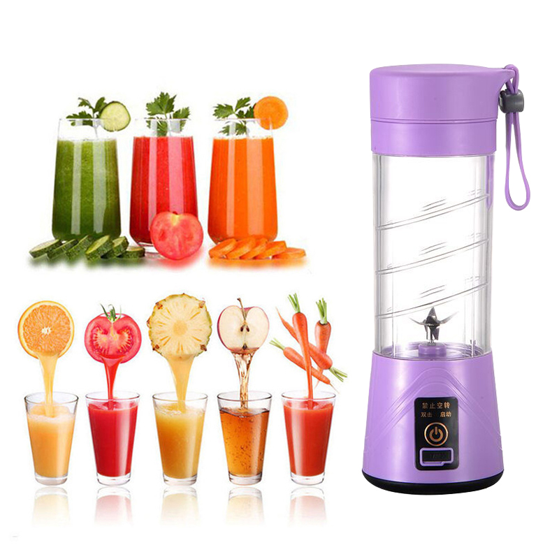 Color : Rose Mini Blender Portable Juicer Coupe Fruit Jus Violet, Rose, Vert, Bleu | Centrifugeuse, Usb, Jus de fruit