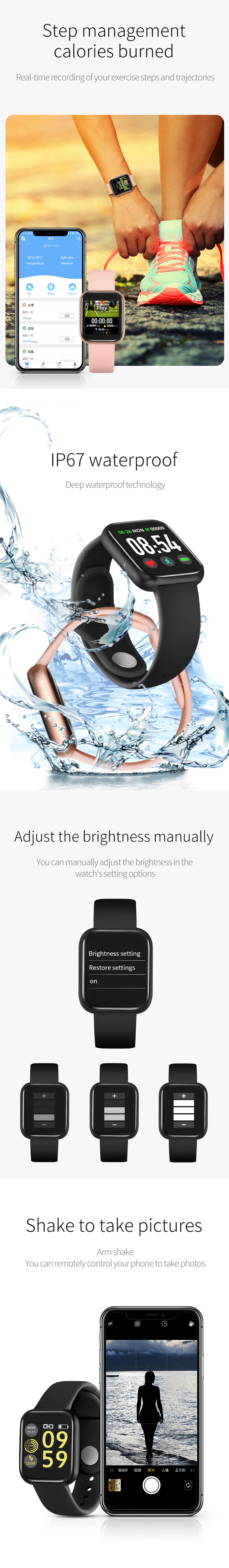 Bakeey M8V Full Touch Screen Cuore Monitoraggio della pressione sanguigna Ossigeno UI divertente Display Smart Watch
