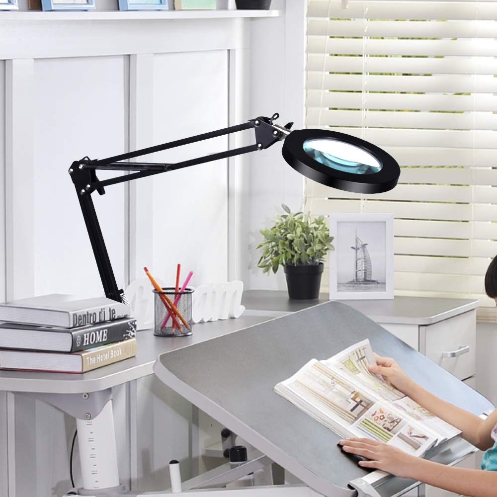 flexibel bureau vergrootglas 5x usb led vergrootglas 3 kleuren verlich dennisdeal com