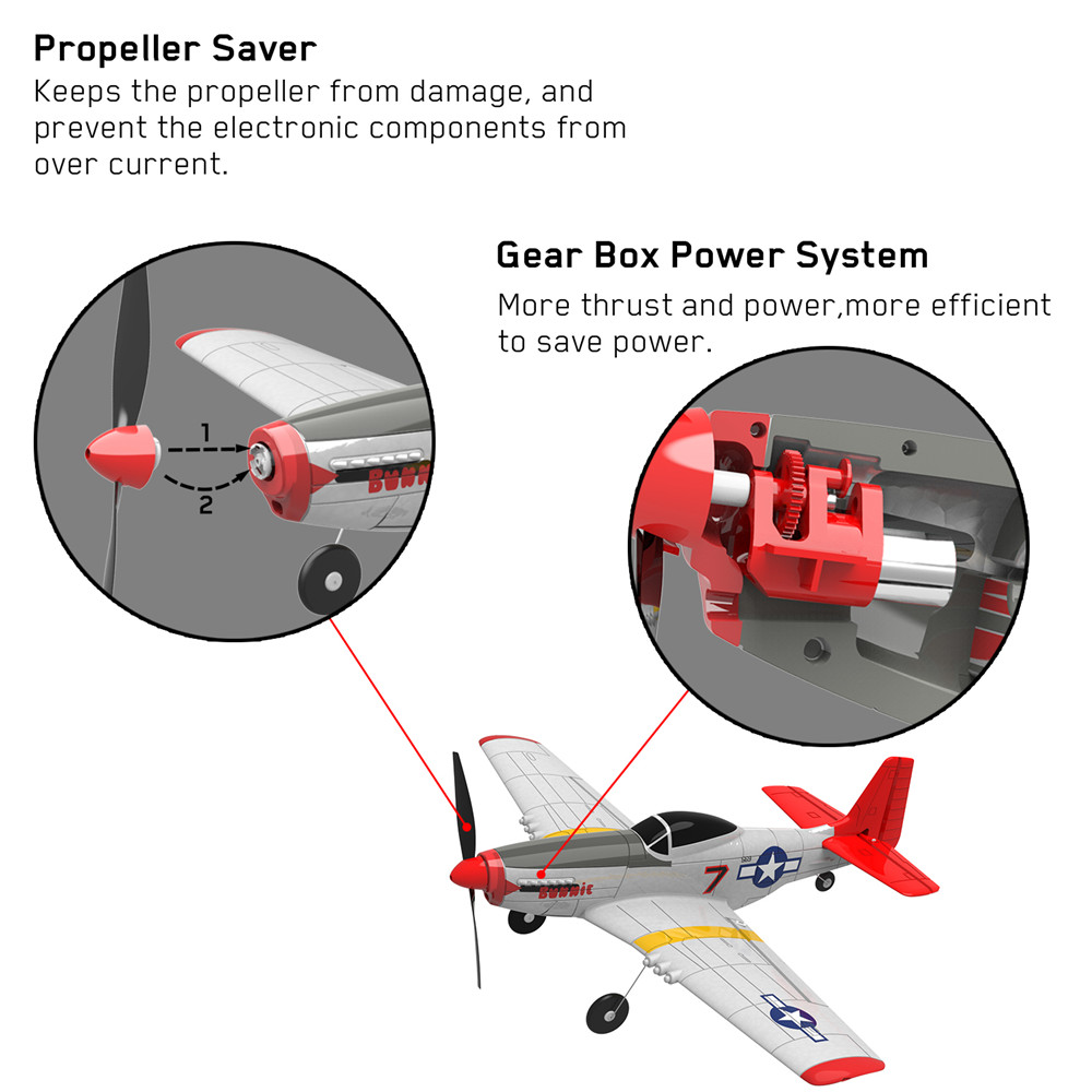 Eachine Mini Mustang P-51D EPP 400mm Wingspan 2.4G 6-Axis Gyro RC Airplane Trainer Fixed Wing RTF One Key Return for Beginner