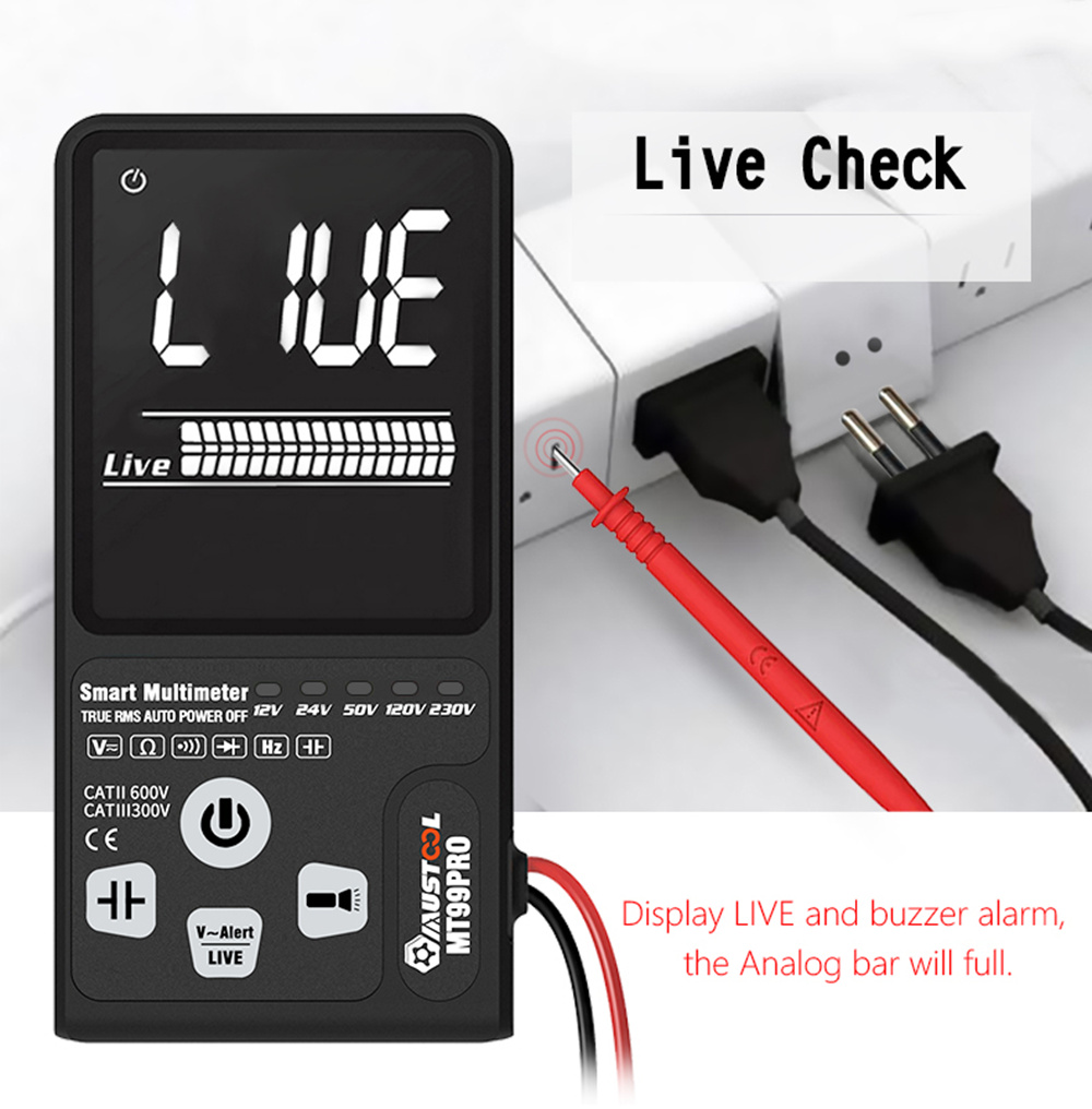 MUSTOOL MT99PRO Dual Mode Voltage Detection Intelligent True RMS Multimeter Voltage Detect Indicator Fully Auto-Range with Ultra-large EBTN LCD Screen