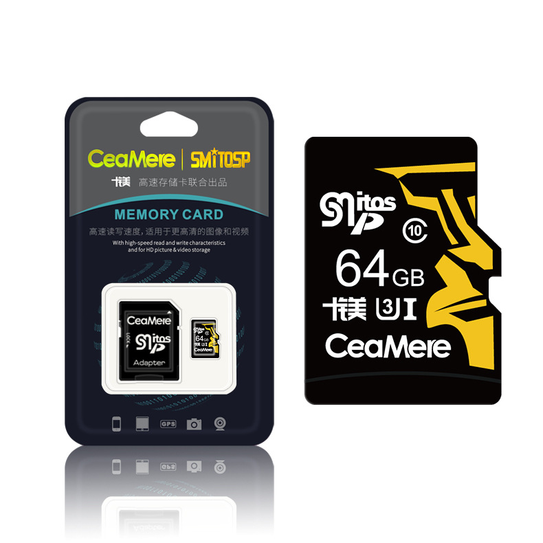 CEAMERE SMITOSP 32GB/64GB Tarjeta de memoria U1 Class10 Tarjeta TF de alta velocidad MP3 MP4 Almacenamiento de datos para teléfono móvil DVR Cámara Altavoz