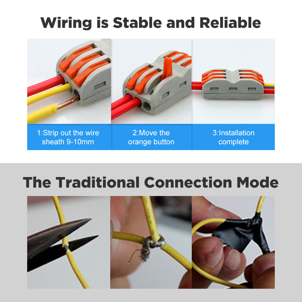 Minleaf 48Pcs Electrical Wiring Household 3PIN Docking Connector Electrical Connectors Wire Terminal Block Universal Electrical Wire Connector