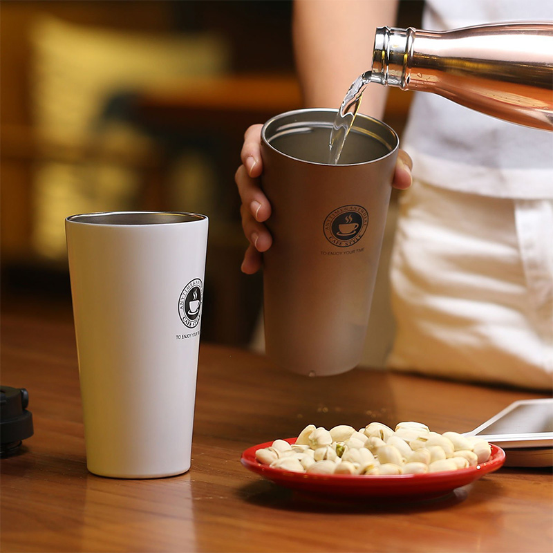 500 ML Portable Café Flacons À Vide Tasses Isolées Tasse Chaude et Froide Avec Poignée Étanche En Acier Inoxydable Thermos Flacon Thé Bouteille D'eau