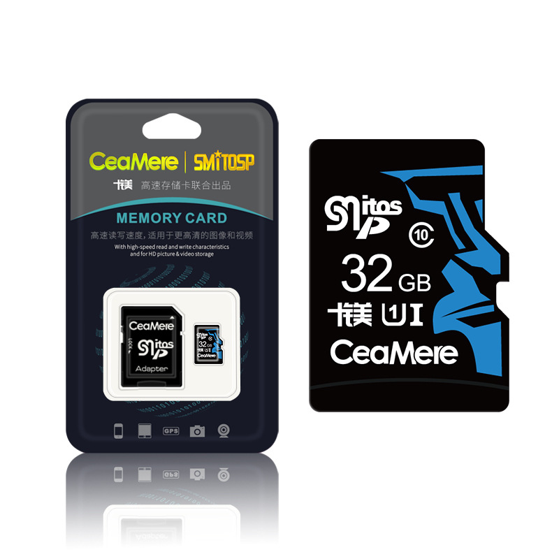CEAMERE SMITOSP 32GB/64GB Tarjeta de memoria U1 Class10 Tarjeta TF de alta velocidad MP3 MP4 Almacenamiento de datos para teléfono móvil DVR Cámara Altavoz