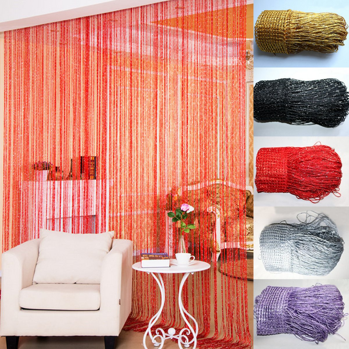 String Door Curtains Bead Window Panel Divisore Frangia di nappa di cristallo in rilievo