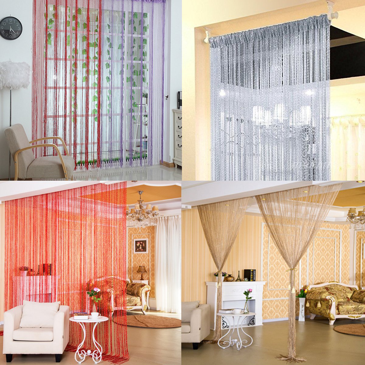 String Door Curtains Bead Window Panel Divisore Frangia di nappa di cristallo in rilievo