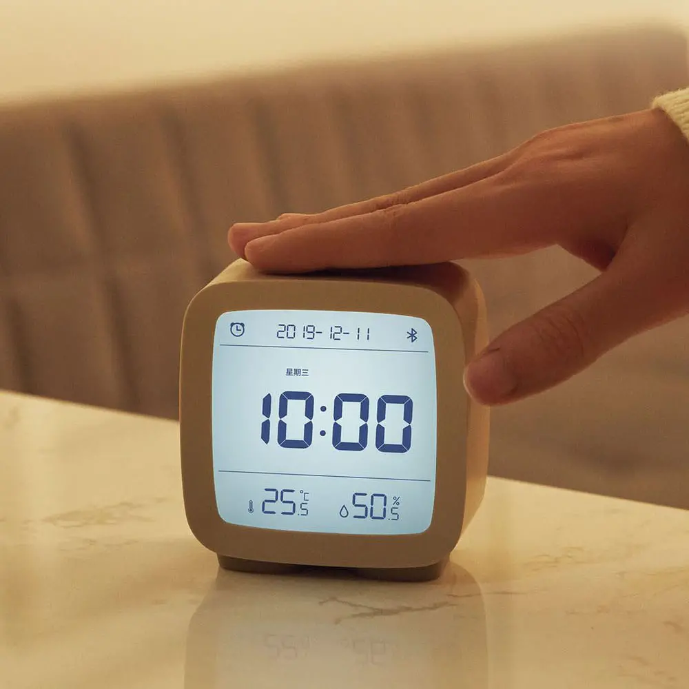 ClearGrass CGD1 Mijia APP Contrôle Bluetooth 5.0 Thermomètre Hygromètre LCD Écran Réglable Veilleuse Calendrier Horloge Réveil De Xiaomi Youpin