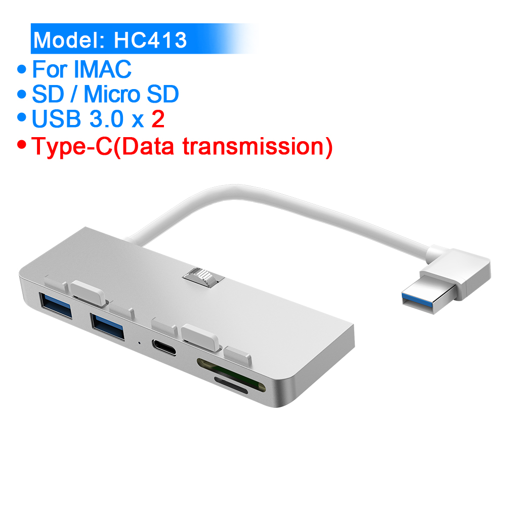 Rocketek HC413 Hub USB 3.0 in alluminio Type-C Hub TF / SD Card Reader Adattatore USB per telefono IMAC fotografica Printer U Disk