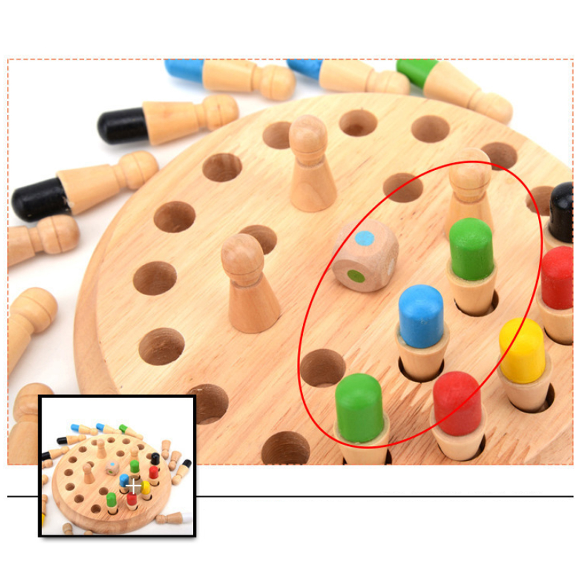 Jeu de mémoire en bois Jeu d'échecs Clip Perles Jouets Montessori Jouets éducatifs pour enfants