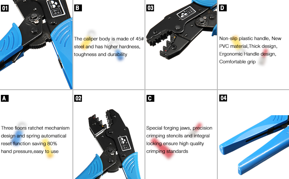 LIUMY Insulated Cable Terminals Crimping Pliers Cable Lugs Set with 700 Pieces Electrical Connectors Crimp Connectors Assortment 0.5 - 6 mm² LIUMY Insulated Cable Terminals Crimping Pliers Cable Lugs Set with 700 Pieces Electrical Connectors Crimp Connectors Assortment 0.5 - 6 mm²