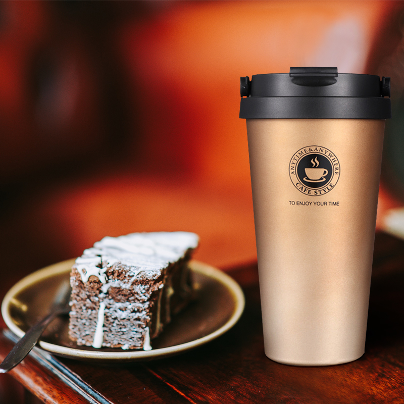 500 ML Portable Café Flacons À Vide Tasses Isolées Tasse Chaude et Froide Avec Poignée Étanche En Acier Inoxydable Thermos Flacon Thé Bouteille D'eau