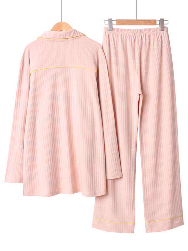 Ensemble de pyjama à manches longues en coton à patchwork pour femmes