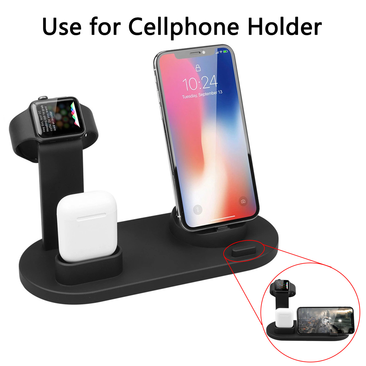 Bakeey 3 In 1 Qi Wireless Charger Dock Holder Mount for Apple Watch Airpods Phone 0b59a045 514c 40f9 8ee3 1a4e38e723e6