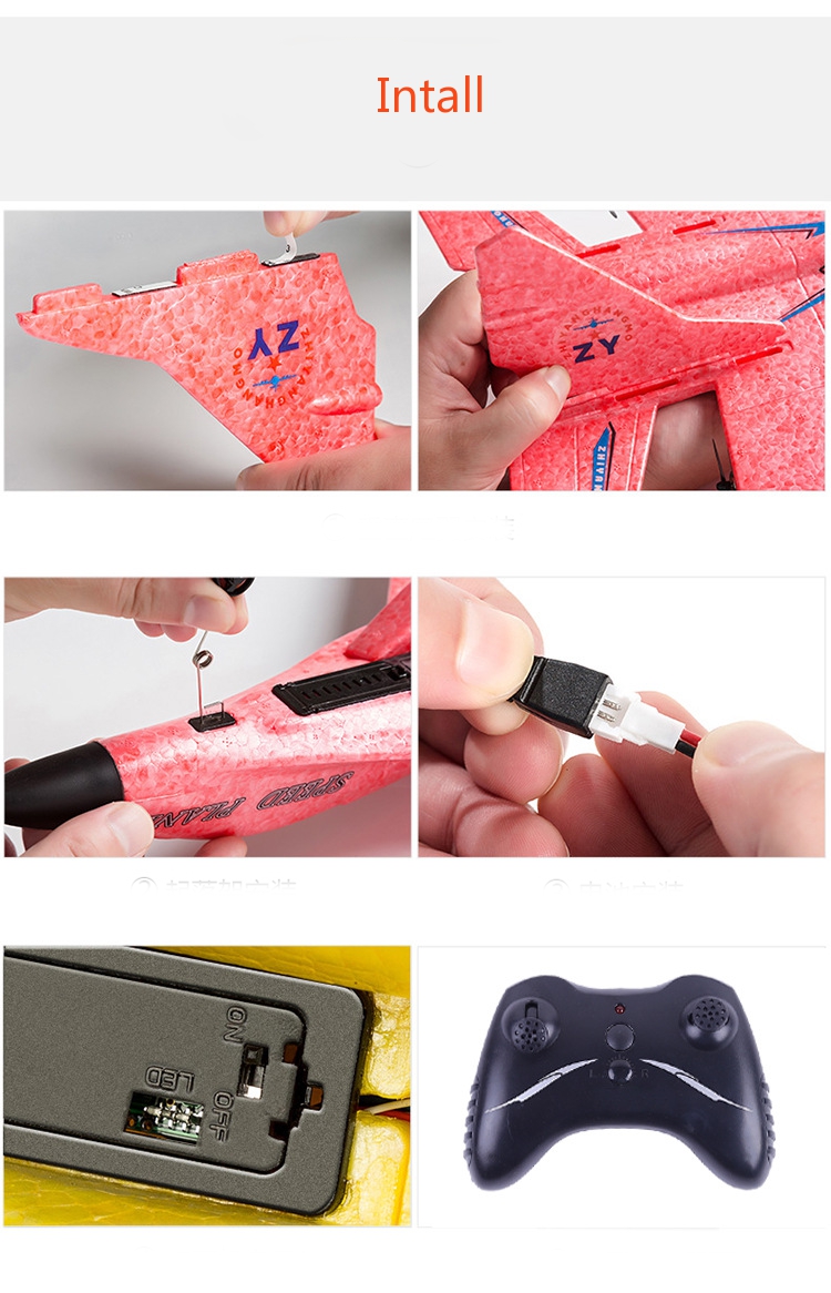 ZHIYANG SU27 MIG-530 320mm Wingspan EPP RC Mini Glider War Aircraft RTF con LED Mode 2 Night Flight Airplane