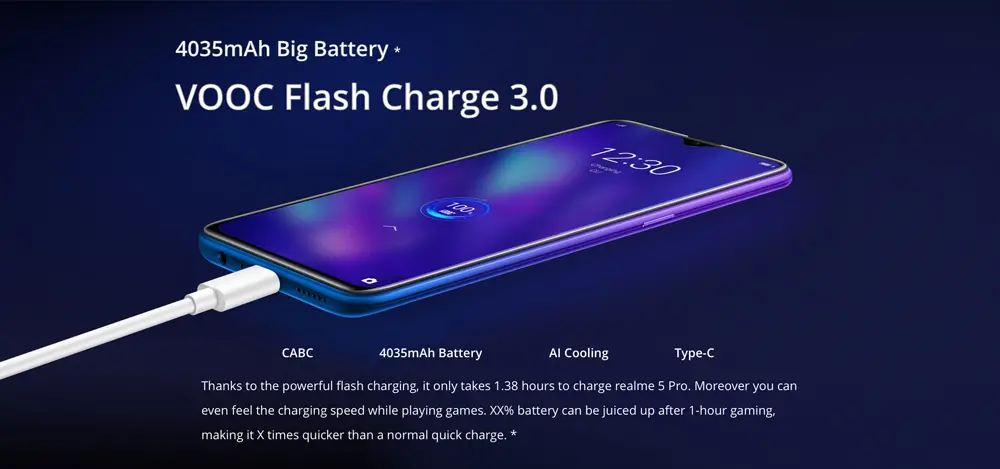 Realme 5 Pro Versão da UE 6.3 polegadas FHD + 4035mAh Android P 48MP AI Câmeras Quad 4GB RAM 128GB ROM Snapdragon 712 Octa Core 2.3GHz 4G Smartphone
