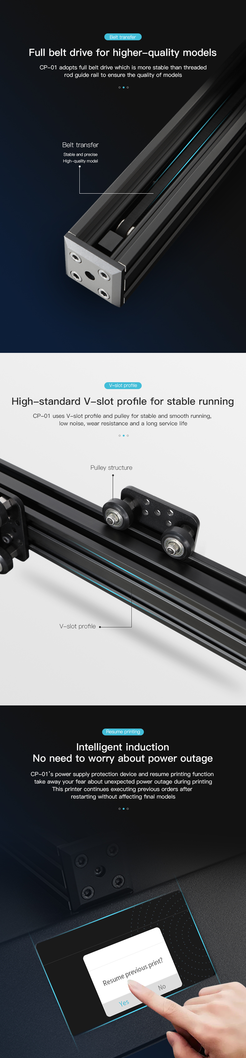 Creality 3D® CP-01 3-in-1 DIY เครื่องพิมพ์ 3 มิติแบบแยกส่วนเครื่อง ชุด รองรับการแกะสลักเลเซอร์ / CNC การตัดขนาดก