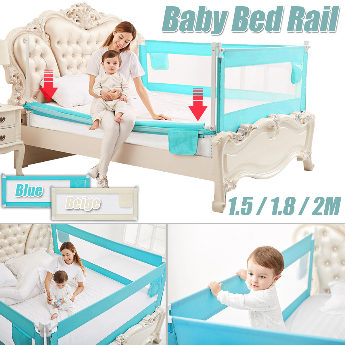 Baby Guard Bed Rail Toddler Safety Adjustable Kids Infant Bed Universal 71/79 Decorations