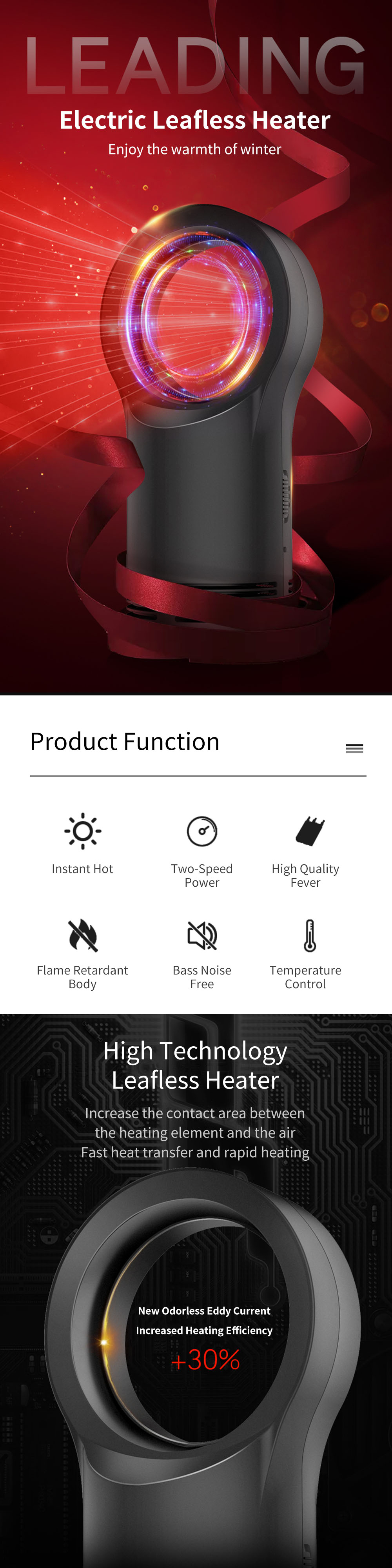 Mini Home 400W Leafless Heater Fan Desktop Anti-scalding Electric Warmer Bladeless Air Heating Winter Warmer Device