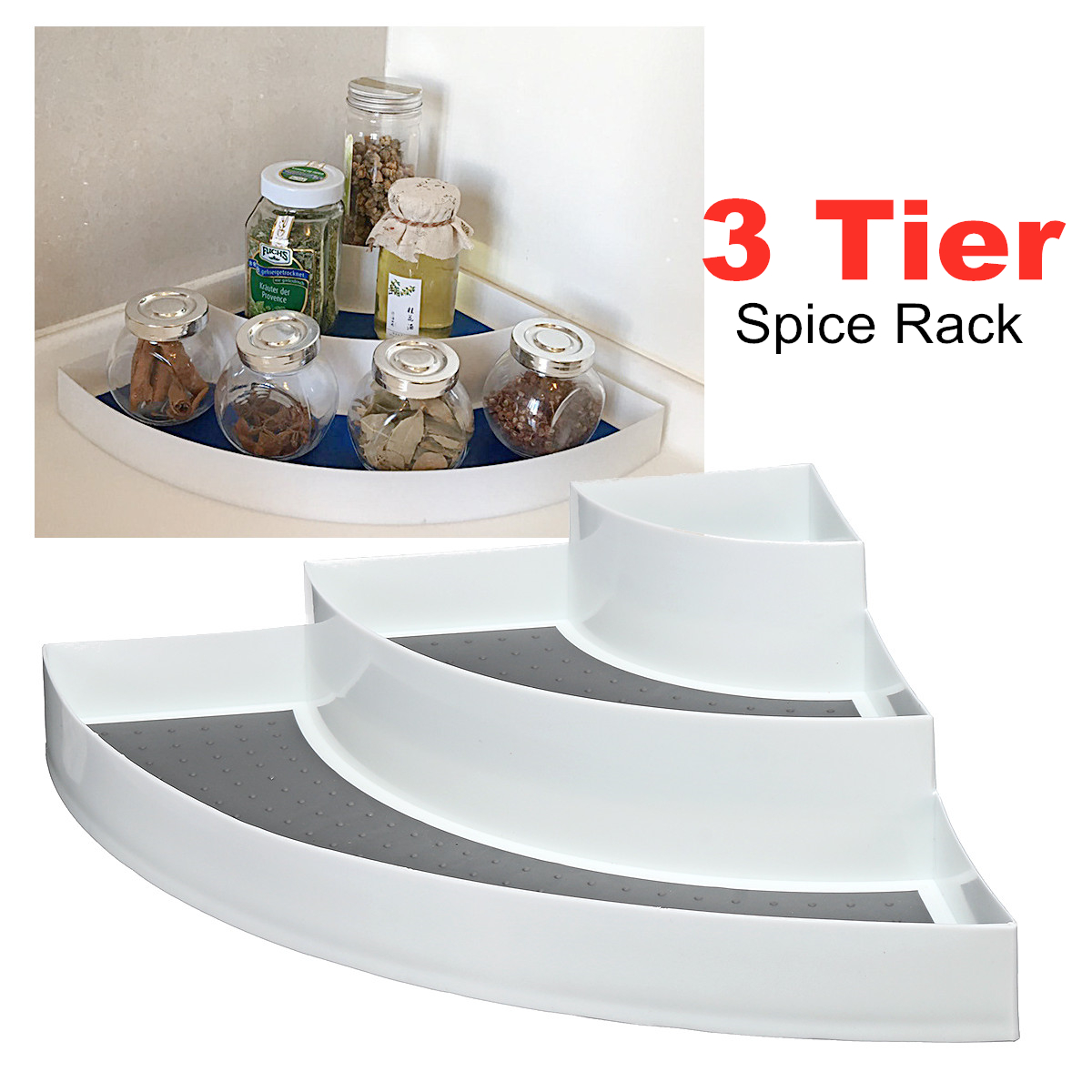 3-Tiered Stepping Rack PP Seasoning Storage Rack Household Items Kitchen Storage