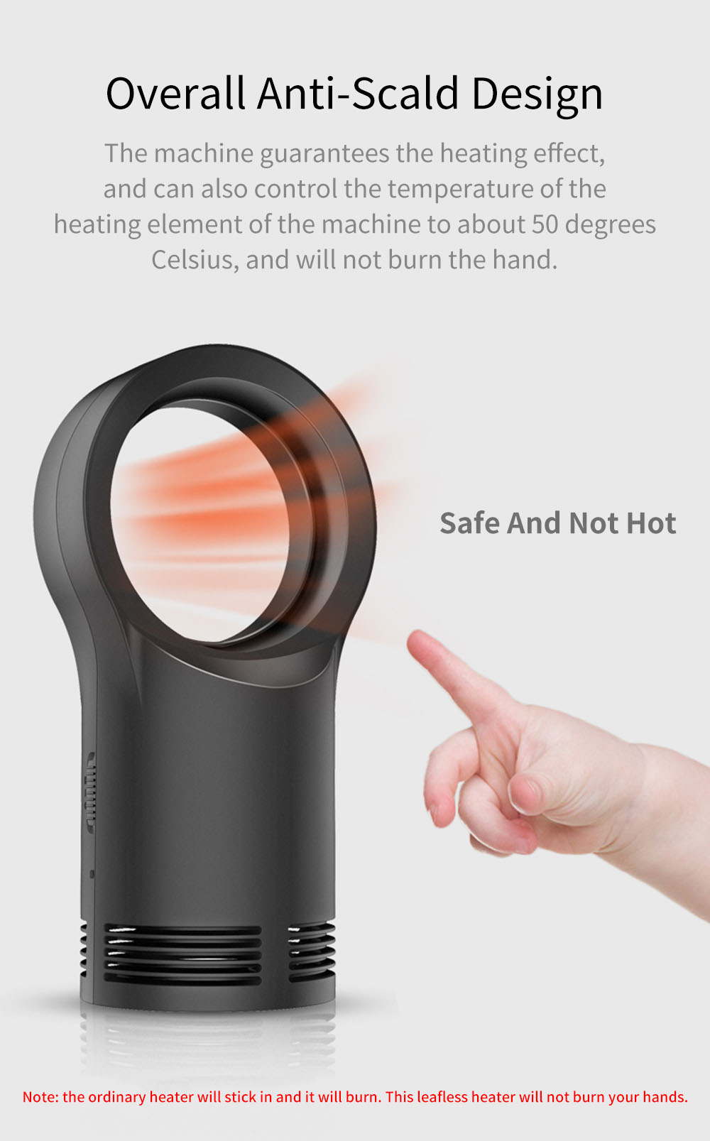 Mini Home 400W Leafless Heater Fan Desktop Anti-scalding Electric Warmer Bladeless Air Heating Winter Warmer Device