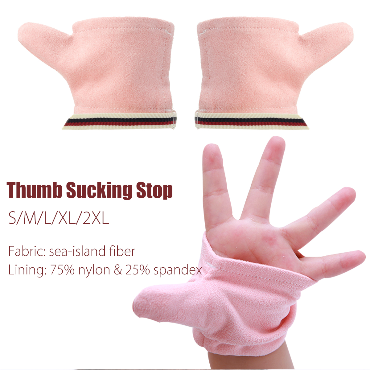 1 paire Sea-island Fibre Thumb Sucking Stop Gants Finger Guard Protector Baby Kids