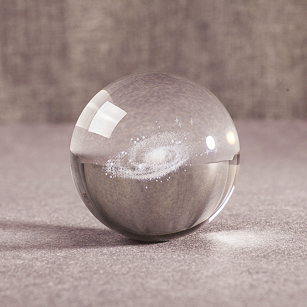 3D Laser Sculpture Galaxie Boule De Cristal Miniature Modèle Cristal Artisanat Boule Décorations Boule De Verre Décoration de La Maison Cadeau