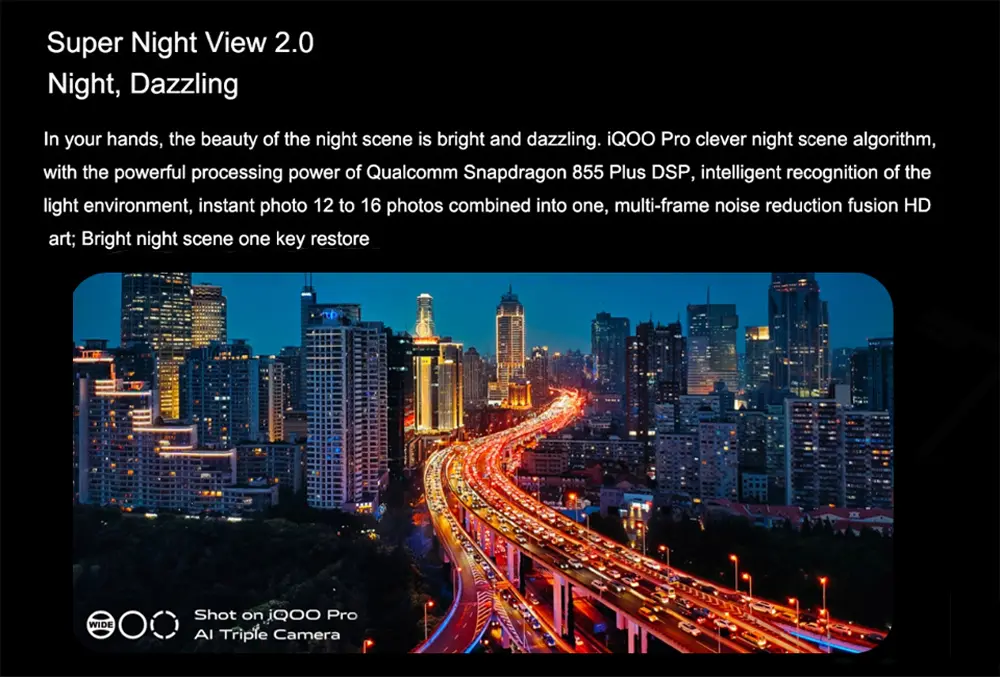 VIVO iQOO Pro 4G Versión 6.41 pulgadas Super AMOLED 48MP Triple Trasera Cámara NFC 8GB 128GB Snapdragon 855 Plus Octa Núcleo 4G Smartphone