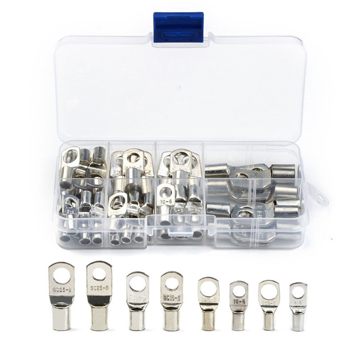60Pcs SC Series Terminals Cable Terminals Copper Lug Ring Seal Wire Connectors Assorted Kit