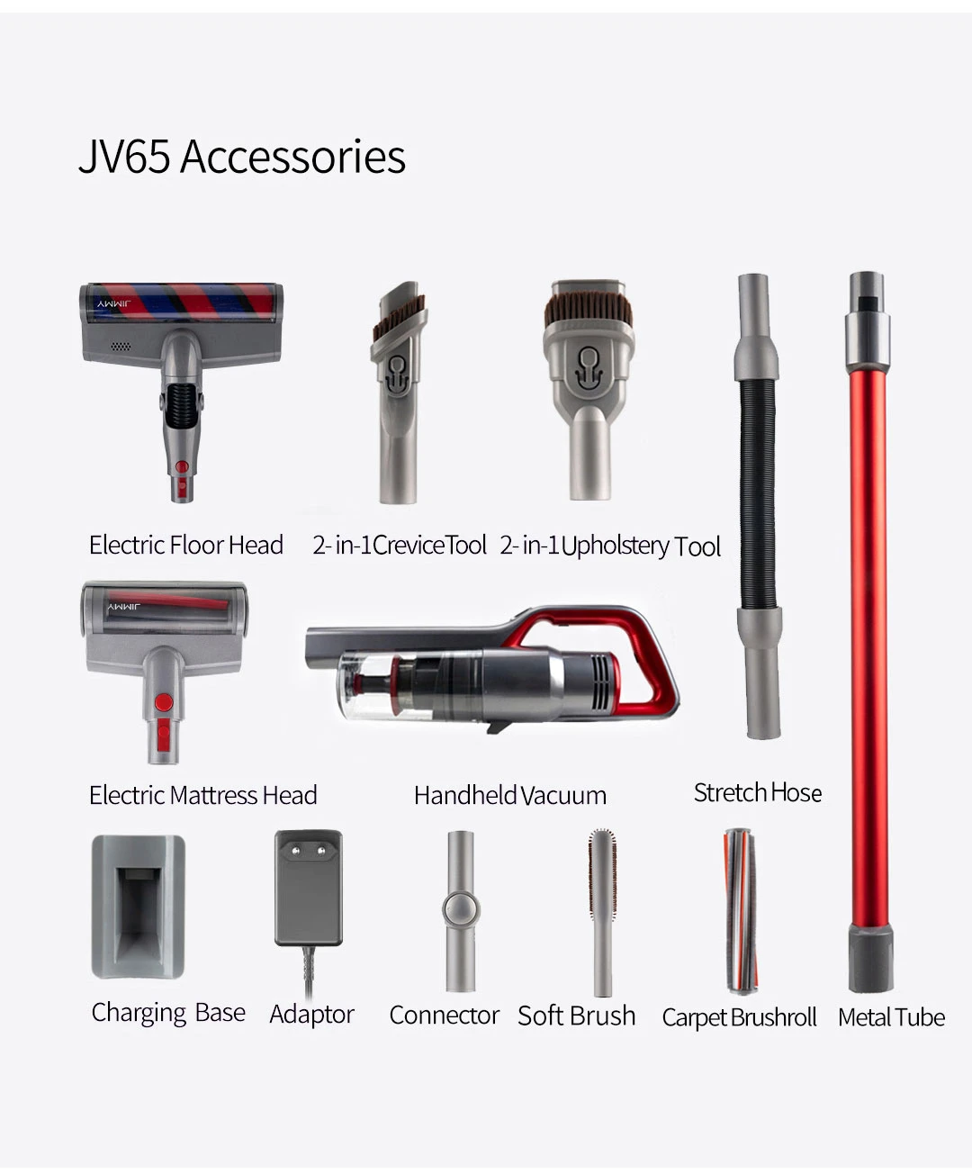 JIMMY JV65 Aspirateur balai sans fil portable 22Kpa Puissance d'aspiration Anti-enroulement Conception de cheveux Collecteur de poussière Moteur numérique 145AW