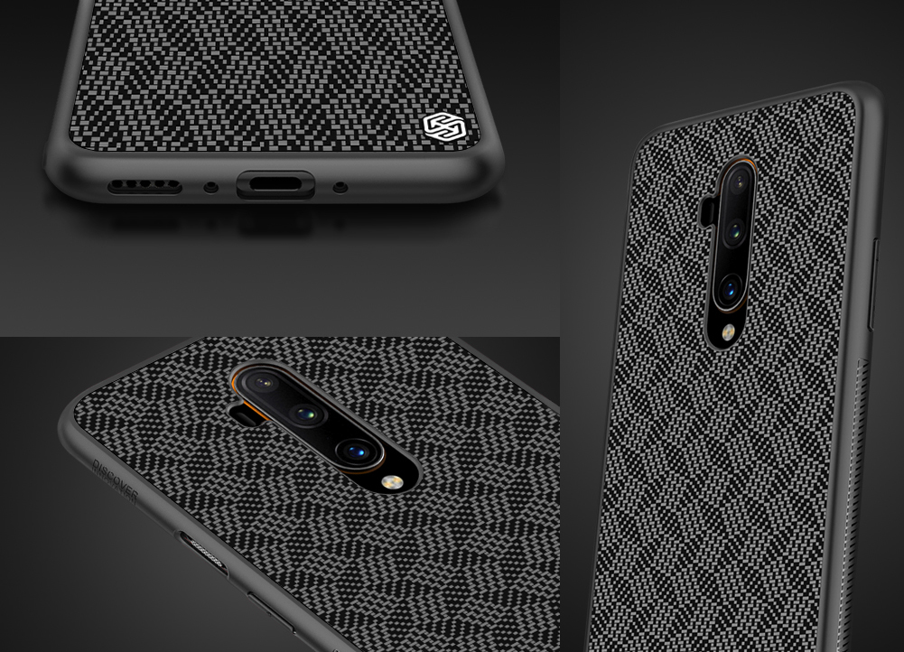 Per OnePlus 7T Pro Custodia NILLKIN Grata Modello Doppio strato Fibra di carbonio antigraffio Custodia antiscivolo Pro
