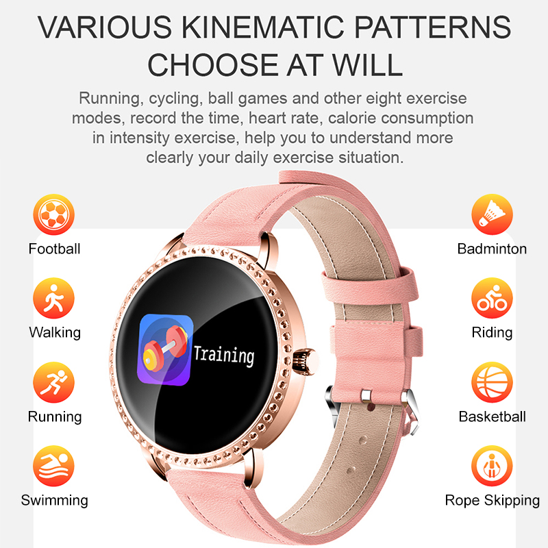 Bakeey H7 fréquence cardiaque pression artérielle moniteur d'oxygène mode femme cristal montre intelligente