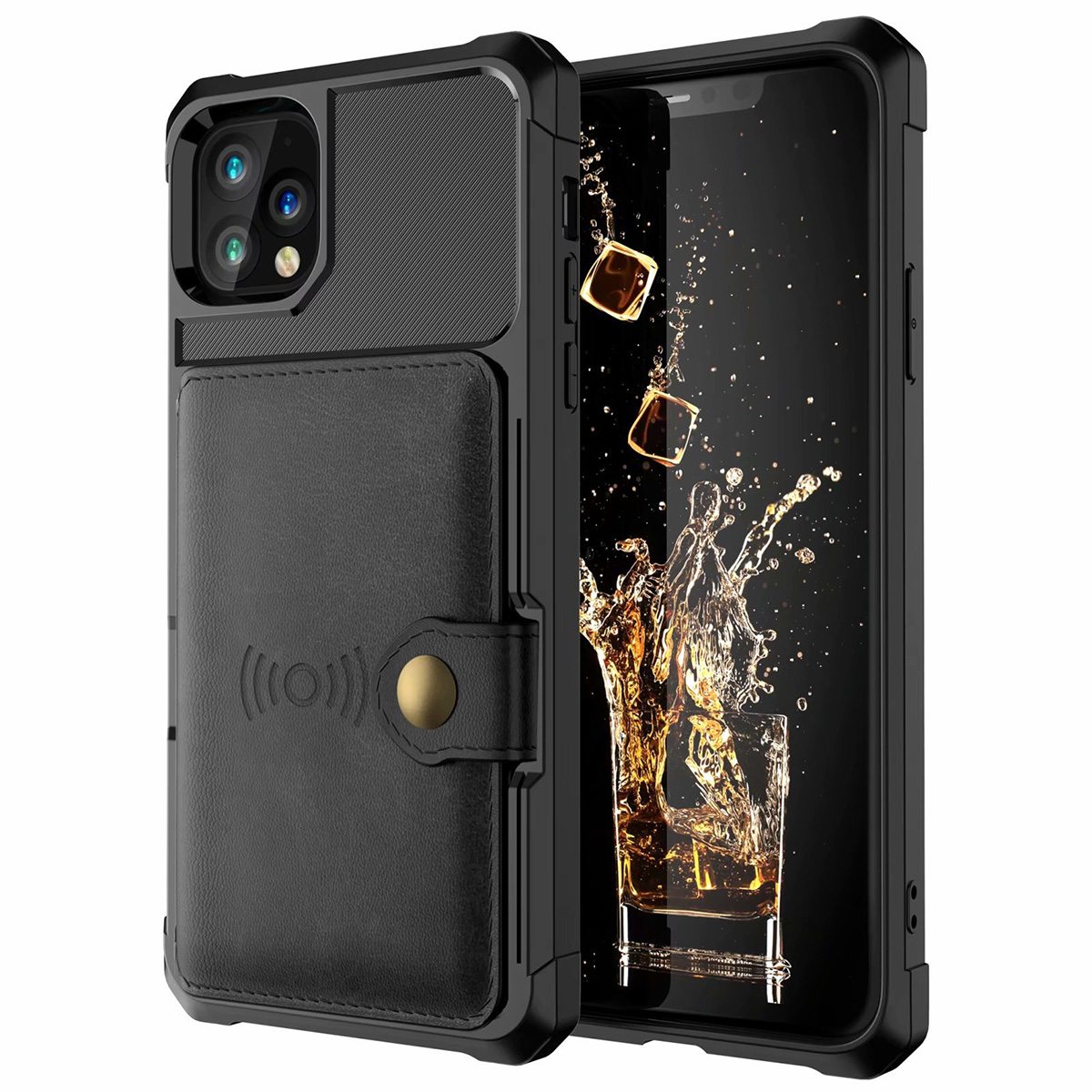 De luxe Armor Adsorption Magnétique Multi Fentes Pour Cartes Stand En Cuir PU Antichoc Portefeuille Étui De Protection pour iPhone 11 / Pro / Pro Max
