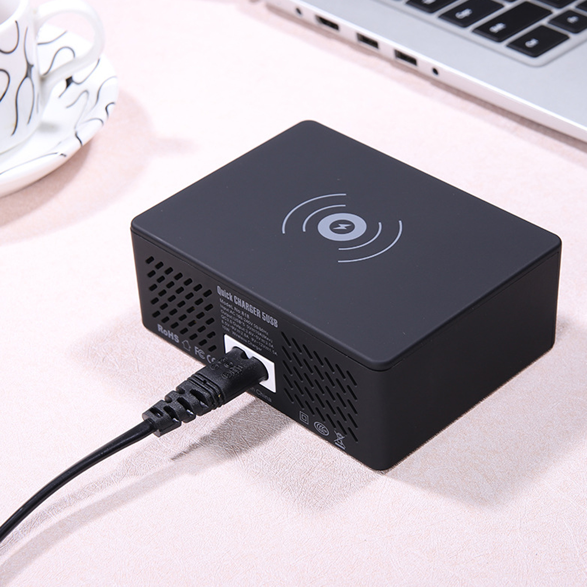 50W LCD Chargeur USB à affichage numérique 5 ports haute charge, charge rapide Chargeur intelligent USB Chargeur sans fil QC3.0