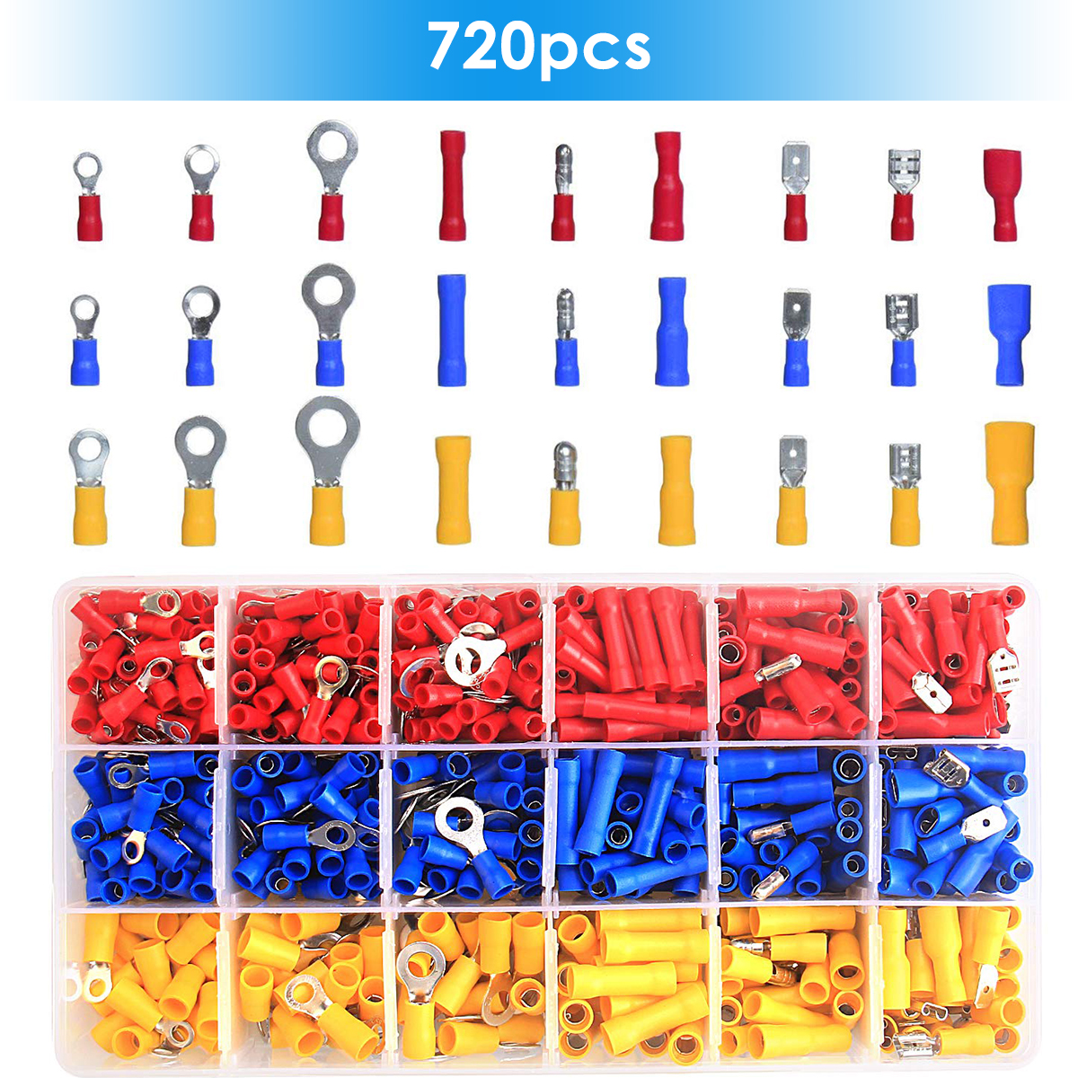 LIUMY Insulated Cable Terminals Crimping Pliers Cable Lugs Set with 700 Pieces Electrical Connectors Crimp Connectors Assortment 0.5 - 6 mm²