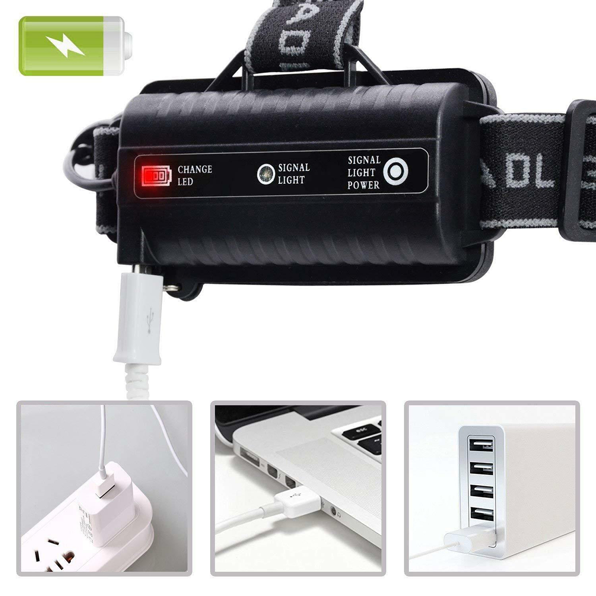 BIKIGHT 3400LM T6 + XPE LED Faro per bici ricaricabile 6 modalità Torcia campeggio Ciclismo Avviso notte lampada