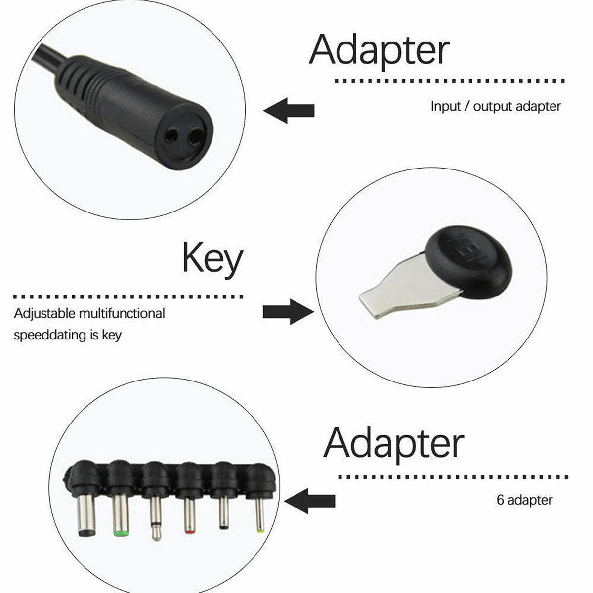 30W 3-12V Regulated Universal Power Adpapter Multi-function Switching Power Supply Power Supply Adapter AC to DC with 6 connectors