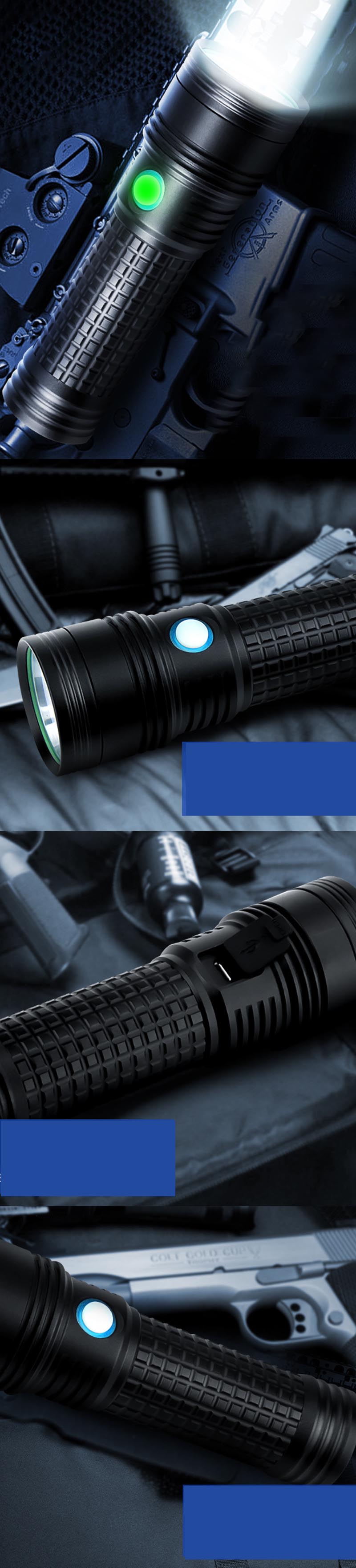 Skyfire Sf 418 L8 1800 Lumen El Feneri Usb Sarj 26650 Batarya 4 Modlari Su Gecirmez Taktik Torch Isik Calismasi Lamba Vordeo
