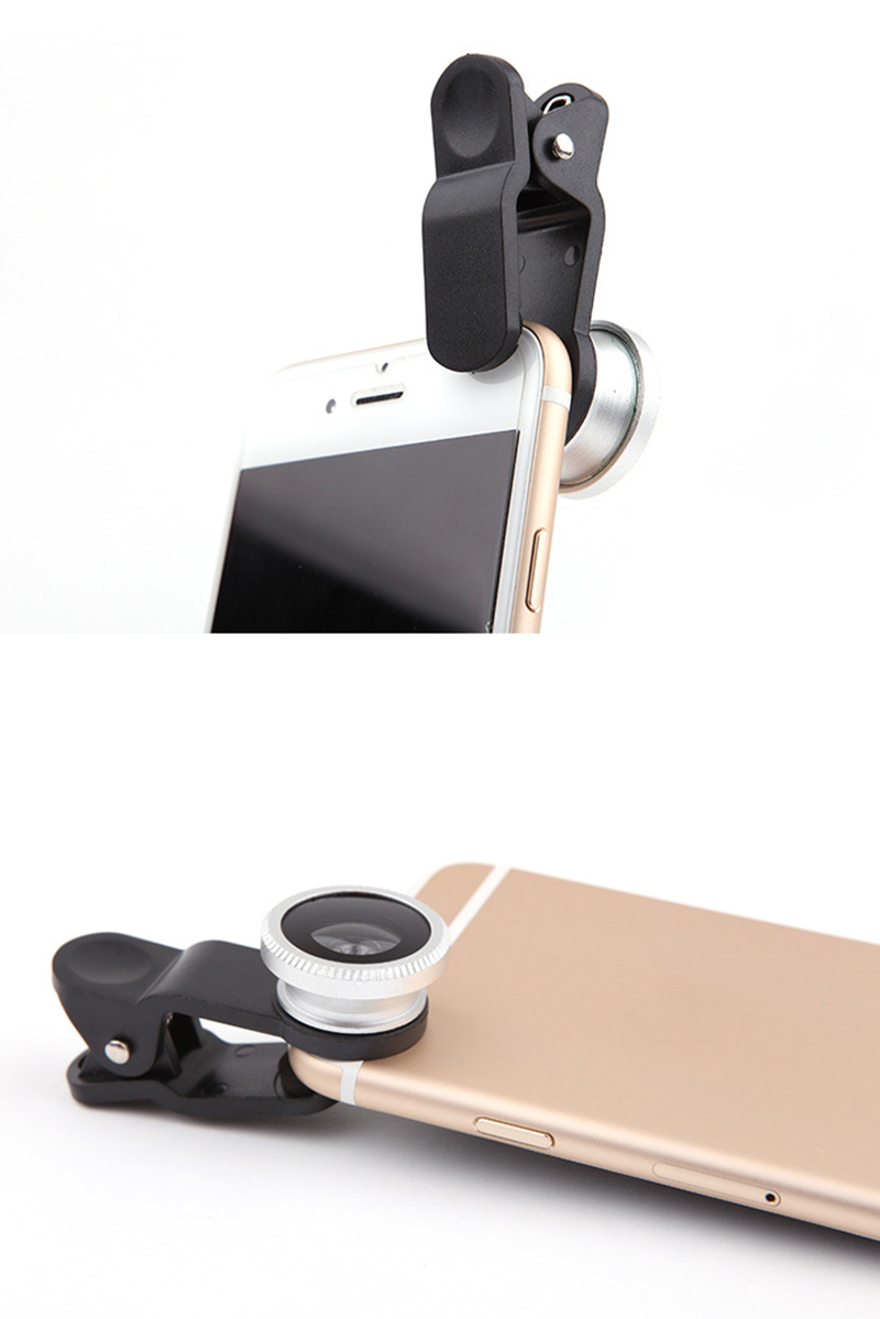 Bakeey 3 in 1 Clip universale in lega di alluminio fotografica lente 0,67 Angelo largo + 180 gradi Fish Eye + Macro per iPad Telefono cellulare Tablet