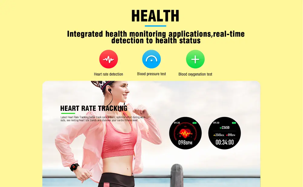 Kospet Magic Super Slim Motion Track Suivi de la pression artérielle O2 Moniteur de sommeil 15 jours veille Montre intelligente