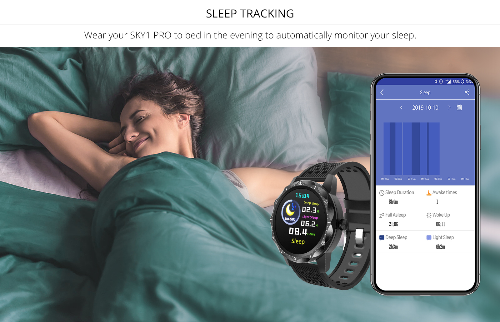 COLMI SKY1 Pro 1.22inch Full Touch Screen Moniteur de pression artérielle de fréquence cardiaque Modes Multi-sport Montre intelligente