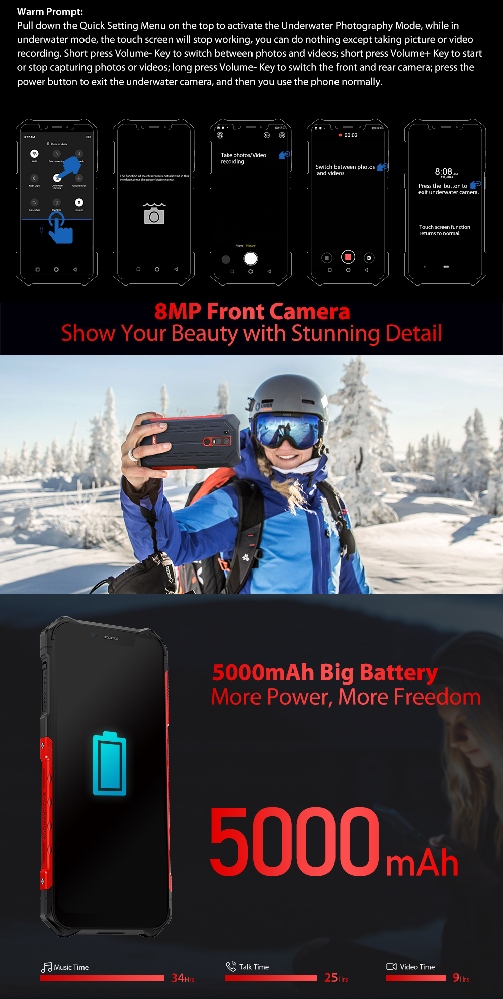 Ulefone Armor 6S,Helio P70 Octa core,6GB RAM 128GB ROM,IP68 IP69K Waterproof