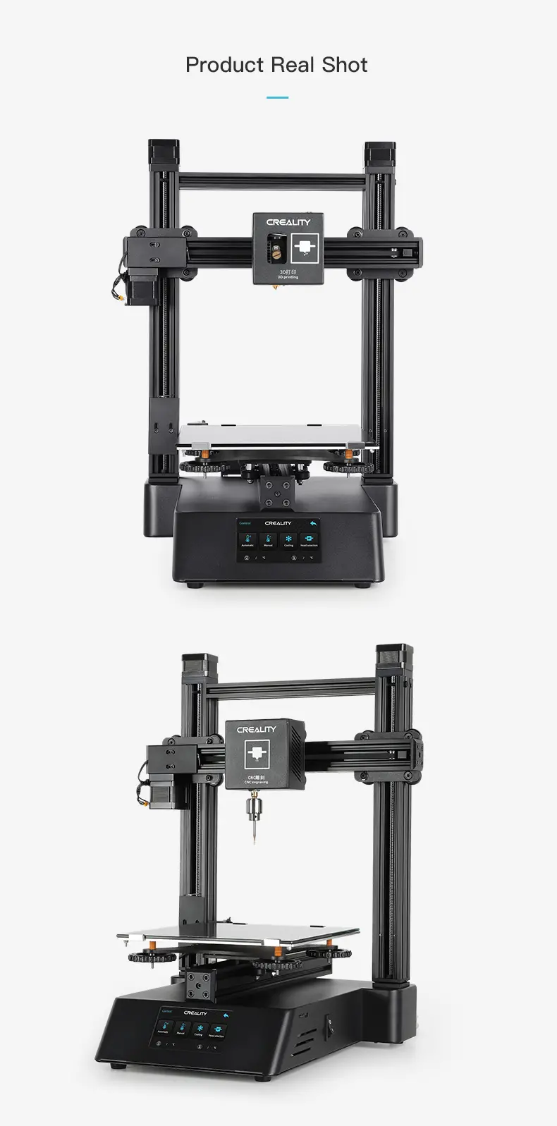 Creality 3D® CP-01 3-in-1 DIY เครื่องพิมพ์ 3 มิติแบบแยกส่วนเครื่อง ชุด รองรับการแกะสลักเลเซอร์ / CNC การตัดขนาดก