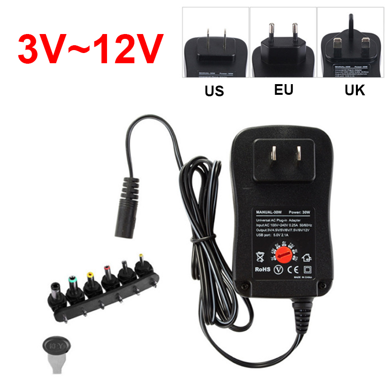 30W 3-12V Regulated Universal Power Adpapter Multi-function Switching Power Supply Power Supply Adapter AC to DC with 6 connectors