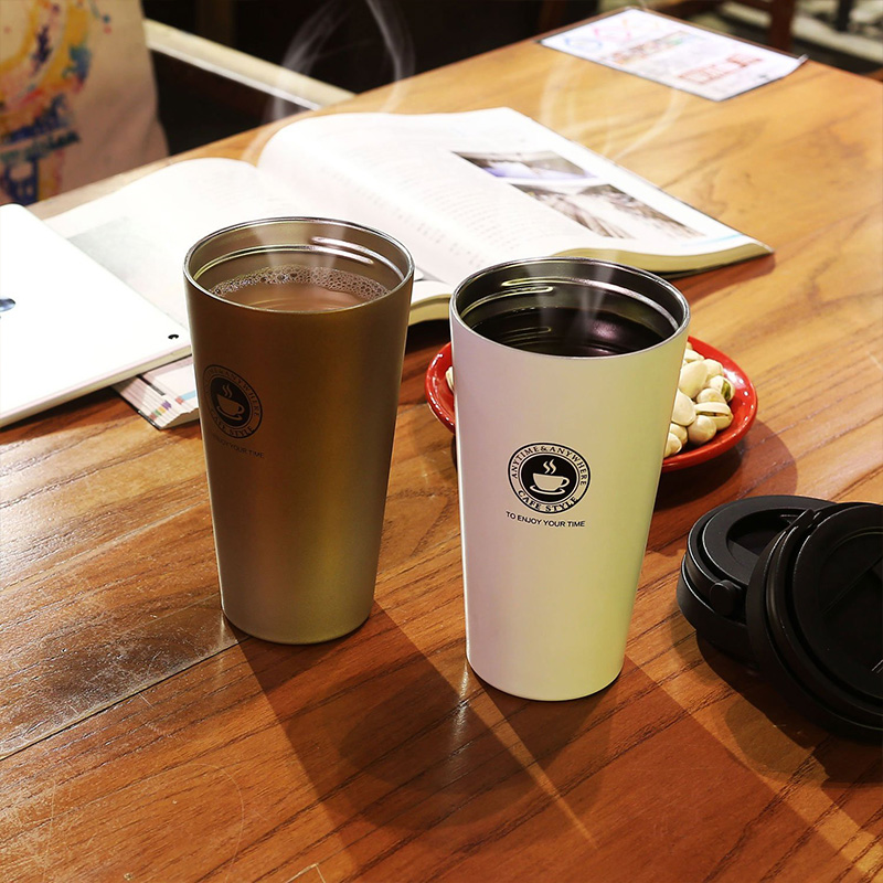 500 ML Portable Café Flacons À Vide Tasses Isolées Tasse Chaude et Froide Avec Poignée Étanche En Acier Inoxydable Thermos Flacon Thé Bouteille D'eau