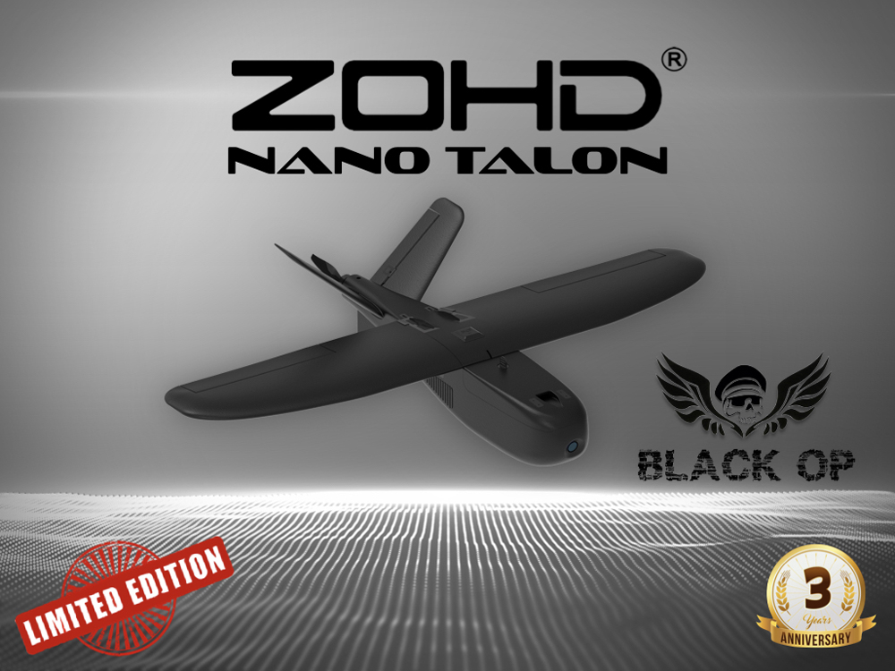 ZOHD Nano Talon Black OP 860mm Wingspan AIO V-Tail EPP FPV Wing RC Airplane PNP/With FPV Ready Limited Edition