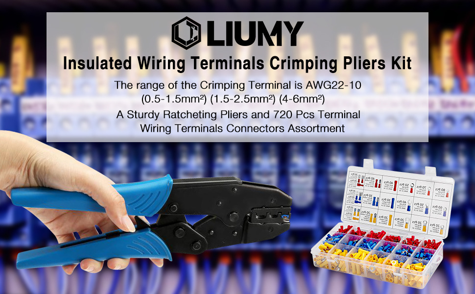 LIUMY Insulated Cable Terminals Crimping Pliers Cable Lugs Set with 700 Pieces Electrical Connectors Crimp Connectors Assortment 0.5 - 6 mm² LIUMY Insulated Cable Terminals Crimping Pliers Cable Lugs Set with 700 Pieces Electrical Connectors Crimp Connectors Assortment 0.5 - 6 mm²